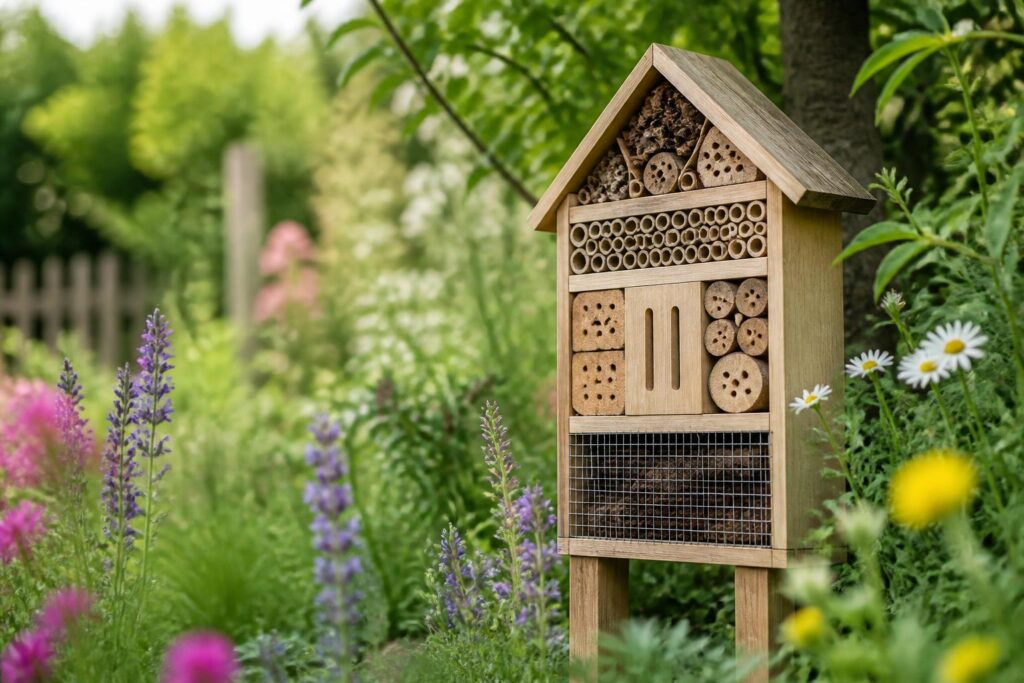 Mehr Leben im Grün mit einem Insektenhotel als einfache Naturschutzmaßnahme