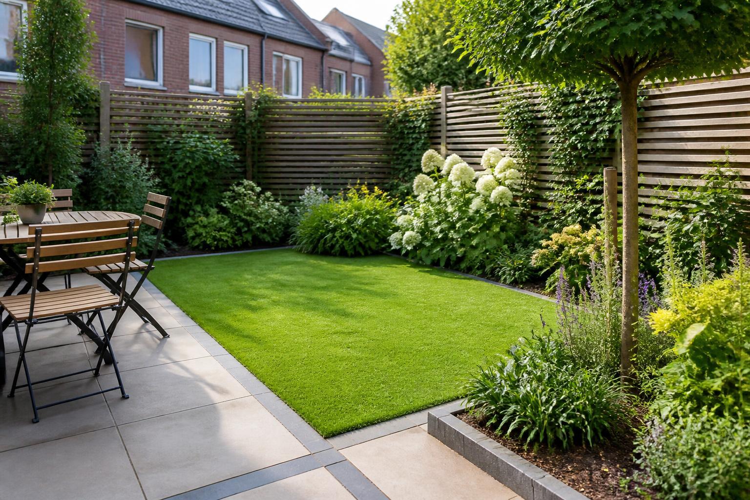 Kleine Gartenfläche gestalten und den passenden Rasenbelag wählen