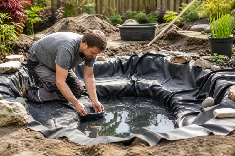 Anlegen eines Teiches im Hausgarten: Planung, Aushub und Abdichtung